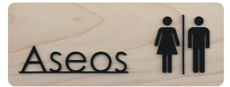 Smile BB- Cartel Aseos Hombre y Mujer Rectangular – Señal Baño en Madera y Metacrilato para Superficies Lisas o Rugosas