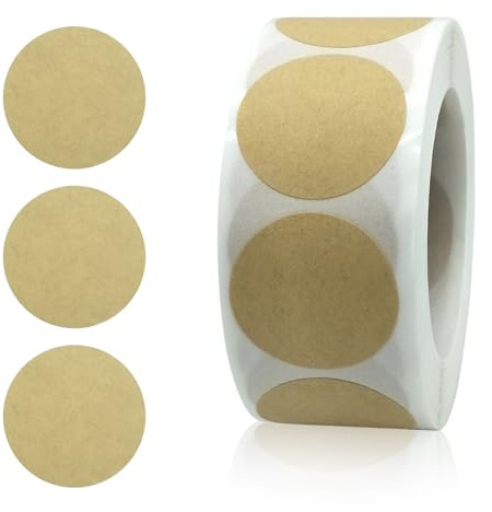 CXNXFD Lot de 500 étiquettes autocollantes rondes - 25 mm - Petits pastilles adhésives - En papier kraft - Pour bouteille, emballage cadeau