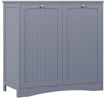 Vicco Wäscheschrank Bianco, Grau, 83 x 80 cm | mit 2 Wäschekörben, zur Wäschesortierung und Aufbewahrung im Badezimmer
