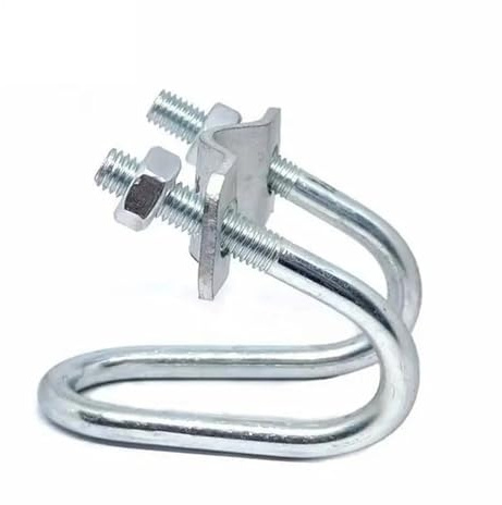 Morsetto per tubi a doppia croce a U, Bullone a U doppio in acciaio zincato M8 for fissaggio tubi ponteggi serre di diverse dimensioni(20x50mm)