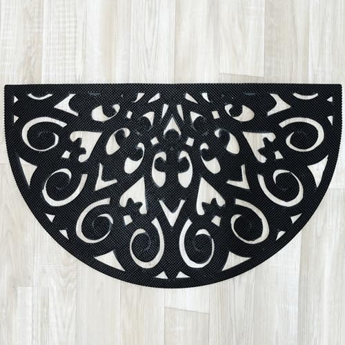 Casa Service FLODRESS Zerbino Gomma 45x75 cm Rettangolare per Ingresso, da Esterno, Stile Ferro Battuto, Decorato, Resistente, Antiscivolo, Drenante, Nero