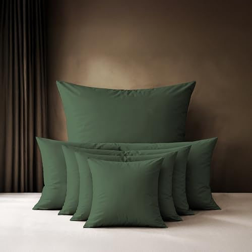 Lavea® 2er Set Kissenbezug 40x40 cm - Olivgrün | 100% Baumwolle – Flauschige Kissenhülle mit Reißverschluss, weiche Kopfkissenbezüge, OEKO-TEX® zertifiziert, Serie Jasmin