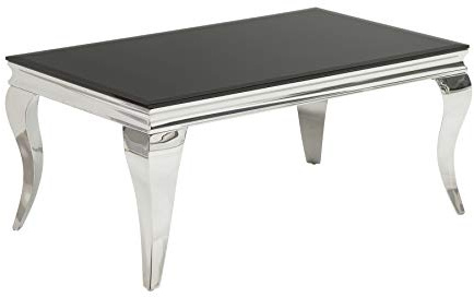 invicta INTERIOR Couchtisch MODERN BAROCK 100cm - schwarz Silber - Opalglas | hochwertig, stabile Konstruktion, glamouröses Flair, eleganter Look, für Wohnräume, robust, Edelstahlgestell