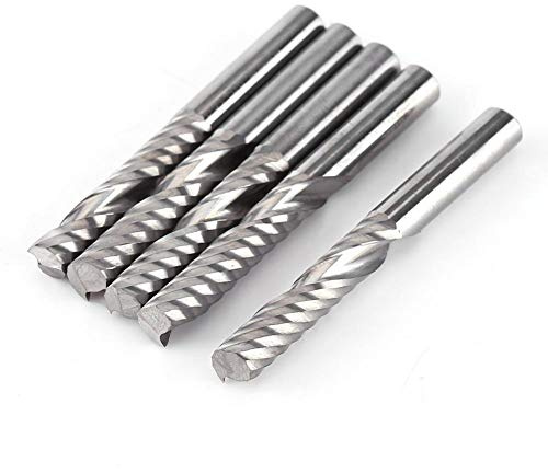 Akozon 5pcs cortador de fresado molino de extremo de carburo tungsteno solo flauta espiral fresadora CNC Bits HSS Cortador Broca de Extremo Carburo de Tungsteno Sola Flauta End Mills 6mmx32mm conjunto