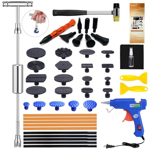 Car Dent Puller - Auto Body Dent Repair Tool, Dent Repair kit with Slide Hammer T bar Dent Puller for Car Body Hail Dent Removal Dent Remover Automobile Body Repair