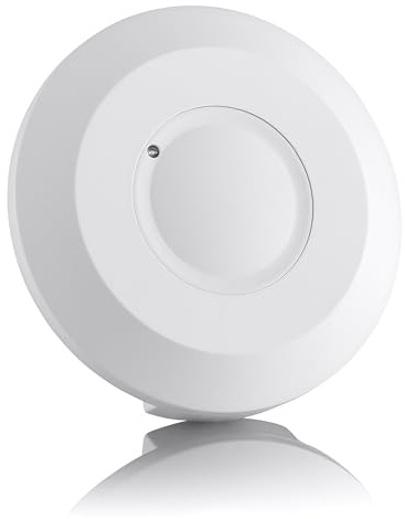 SEBSON® Bewegungsmelder Innen, Aufputz, HF Sensor LED geeignet, Decken Montage programmierbar, Bewegungssensor 2-16m/ 360°, 3-Draht Weiß