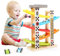 Belleur Giocattolo Montessori per Ragazzi e Ragazze di 1-3 Anni, Auto da Corsa in Legno per Bambini, Set di Rampa per Bambini con 5 Mini Auto e 5 Rampe