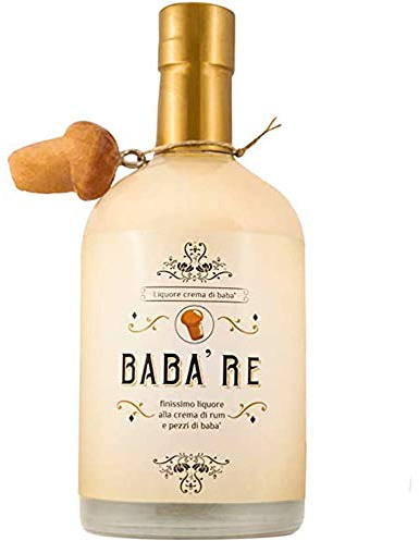 Liquore Babà Re con Crema di Latte | Raffinato Rhum dei Caraibi | Con Pezzi di Baba | Eccellenza Campana | Tradizione di Napoli | Tappo Tipico | Bottiglia 50Cl | Idea Regalo