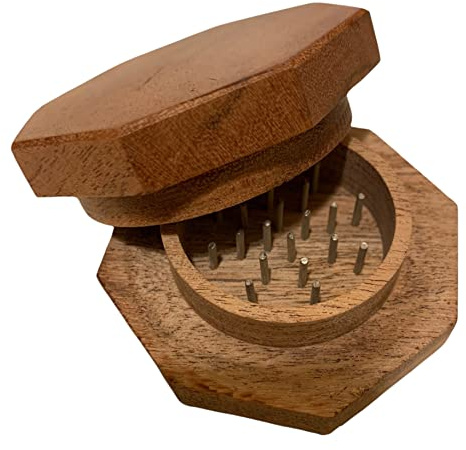 Hexagon Wood Food Spice Herb Grinder Wooden 2.5 inch