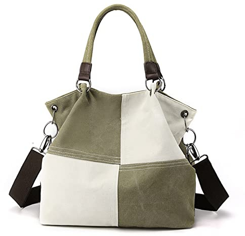 CORIOS Bolsos de Hombro para Mujer Bolso de Mano Lona Bolso Bandolera Gran Capacidad Bolsa de Ocio Multifuncional Bolsos Cruzados Bolso Shopper para Compras Viajes Citas Trabajo Verde