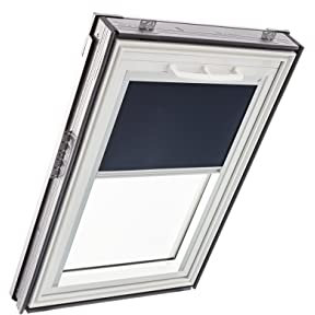 Original Roto Verdunkelungsrollo ZRV - Nahezu vollständige Verdunkelung - Führungsschiene Silber - Für Dachfenster der Baureihe Q - Größe 114/140 | 11/14 - Stofffarbe Blau