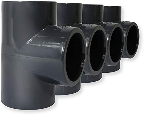 Paradies Pool PVC Fitting T-Stück Ø 50mm 90° mit Klebemuffen, PVC-U Muffe Rohrverbinder Rohr Schlauch Klebefitting zum verkleben, Qualität aus Europa, Menge: 4 Stück