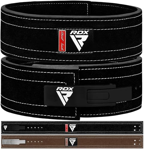 RDX 10mm Ceinture Musculation Levier Boucle, Approuvé IPL USPA, 10 Trous Réglables, 4” Ceinture Cuir Powerlifting Haltérophilie Weight Lifting Belt, Lombaire De Maintien, Fitness Gym Levage Deadlifts