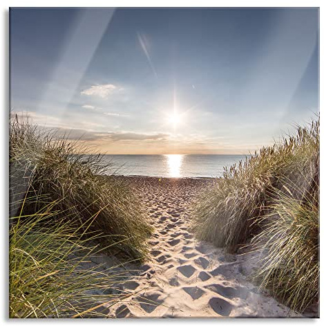 Pixxprint Glasbild, Wandbild auf Echtglas, der Weg ins Meer, 70x70 cm, inkl. Aufhängung und Abstandshalter
