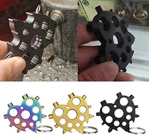18-in-1 Snowflake Multi Tool,Incredible Tool,Snowflake Multitool Snowflake Multi tool Snow Multitools Bottle Opener-Screwdriver-Wrench Gadgets Gift Idea Chrisrmas Presents (Color : Gold) ( Color : Bla
