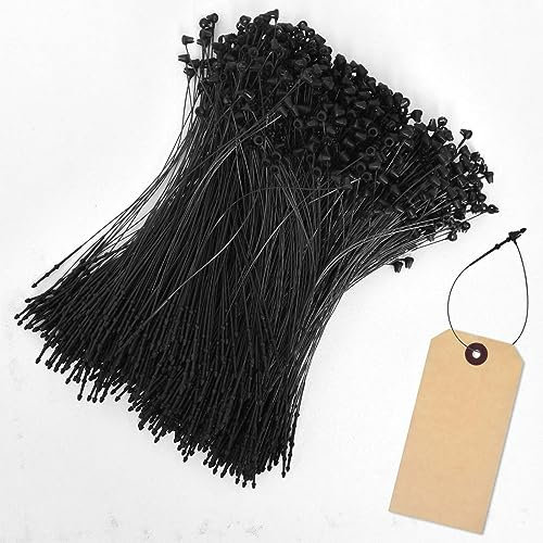 1000 Stück Kunststoff-Etikettenverschlüsse, 12,5 cm Sicherheitsfäden für Etiketten, Schnappverschlussstifte, Schlaufenstifte für Preisschilder, Kleidungsetiketten (Weiss) (Schwarz)