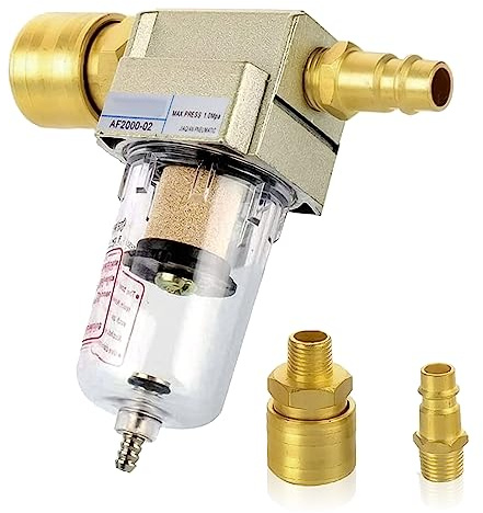 Nizirioo Separatore ad aria compressa 1/4 pollici: filtro ad aria compressa separatore olio, riduttore di pressione dell'aria compressa con rapido tedesco per filtro aria compressa, filtro compressore