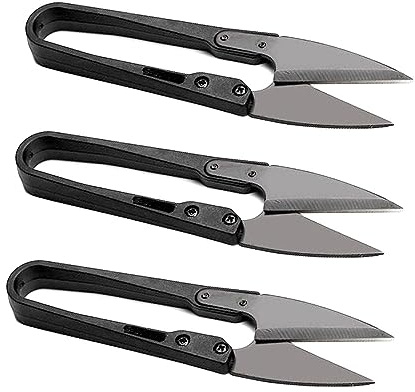 Hocansen 3 Stück Kleine Schere 105mm Nähschere Metall Fadenschere Mini Schere U-förmige Schneiderschere für Basteln,Nähkunst (Black/JD)
