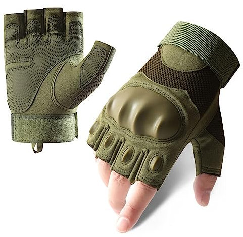 ISAKEN Arbeitshandschuhe Fahrradhandschuhe Damen Herren Halbfinger Radsporthandschuhe Fingerlose Handschuhe Handschuhe Touchscreen für Motorrad Kampftraining Armee Schießen Jagd Outdoor Sport
