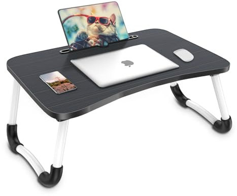 Laptop sängskrivbord, hopfällbart laptop-brickbord med surfplatteplats, laptopstativ för säng, bärbart stående bord för säng, bäddsoffa golv