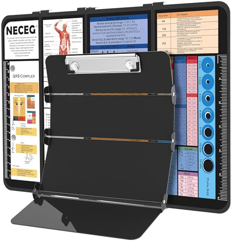 Nursing Clipboard Foldable-4 Layers Aluminum Nurse Foldable Clipboard Nursing Medical Edition Cheat Sheets, Pocket Size Pen Clip for Nurses Students School and Doctors-Black