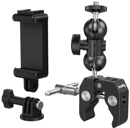 SMALLRIG Upgrade Camera Mount Clamp Kit, Small Ball Head Magic Arm with Clamp, Super Clamp with Non-slip Threads, Load Capacity 1.5kg for Gopro, Webcam, Camera, Phone, Monitor and Light 4373