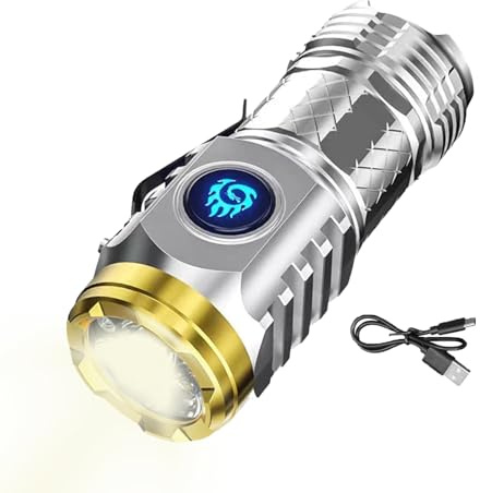 Mini Lampe De Poche Monstre À Trois Yeux, Lampe Torche LED Puissante, Lampe De Poche Tactique LED De 3 Pouces, Rechargeable Avec 5 Modes & 3 Niveaux