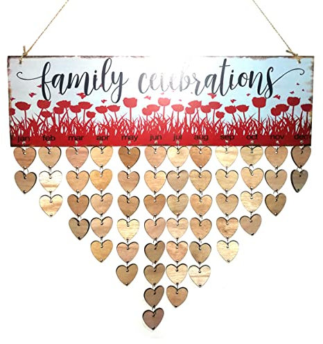 KICHOUSE Holzkalender Für Zuhause Und Küche Sheryl Decor Quaste Tapisserie Boho Geburtstagserinnerung Familiengeburtstagstafel Wandkalender
