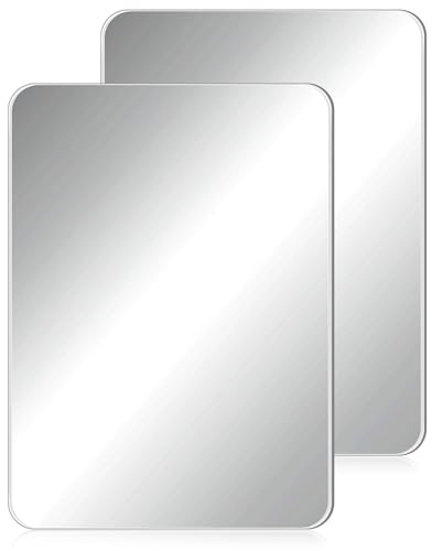 Blulu 2 Pcs Magnetic Locker Mirror Small Real Glass School Rectangular Locker Magnetic Makeup Mirror for Bathroom Household Refrigerator Cabinet(12 x 16 Inches)