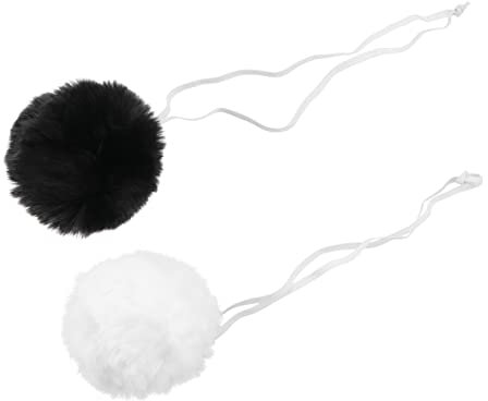 TOGEVAL Hasenschwanz Plüschball 2 Stück Aus Weichem Plüsch Kompakte Cosplay Requisite Für Kostüm Und Bühnenauftritt Schwarz Weiß Einfach Zu Befestigen