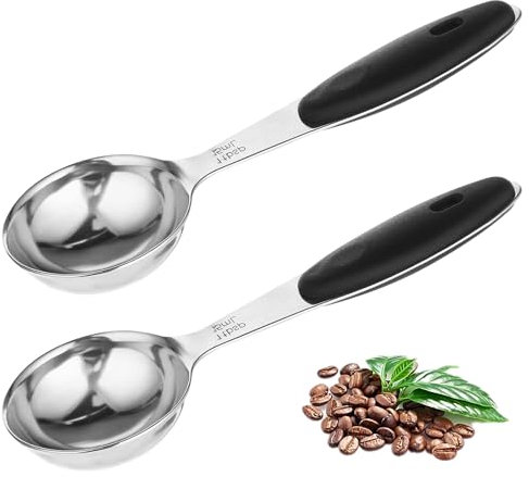 2 Stück Messlöffel Edelstahl Teelöffel Lang Kaffeelöffel Portionierer 15 ml Einzelmesslöffel Messlöffel mit Gummigriff Measuring Löffel Spoons für Kaffeepulver Zuckergranulat
