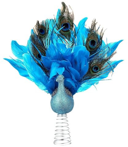 Pfauen-Weihnachtsbaumspitze, Künstliche Pfauenvögel, Blaue Pfauen-Weihnachtsornamente mit Gefiedertem Schwanz für Weihnachtsbaum, Zuhause, Hochzeit, Dekoration,