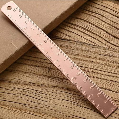 1 Stück Rotgold-Lineal, Zeichnungslineal, Messing, gerades Lineal, Unisex, Lern-Lineal, Lesezeichen, Schreibwaren für Schule, Büro, Mathematik, Geometrie, Geschenk, Zeichenwerkzeuge und Kits