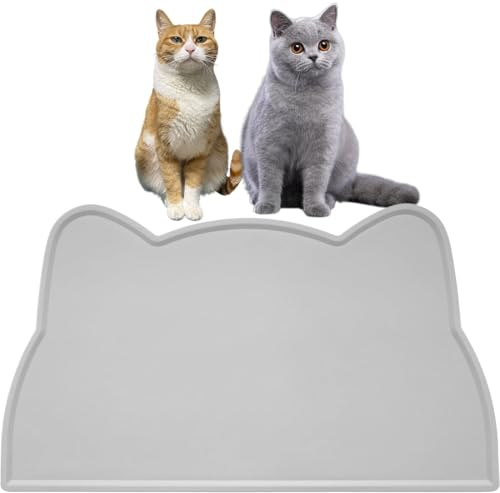 EIYVPRA Napfunterlage für Kleine Hunde und Katze, 44x24cm, napfunterlage katzen, napfunterlage, futterunterlage katze,Unterlage für Katzennapf, rutschfeste Futterunterlage aus Silikon, Wasserdicht