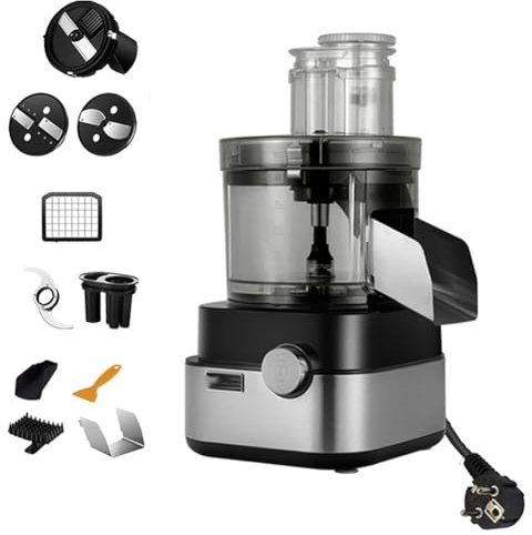 Rallador de Queso Eléctrico, Picadora de Verduras Comercial de 600 W, Picadora de Frutas y Verduras de 5000 ml, Protección contra Sobrecalentamiento, Regulación de Velocidad de Dos Velocidades