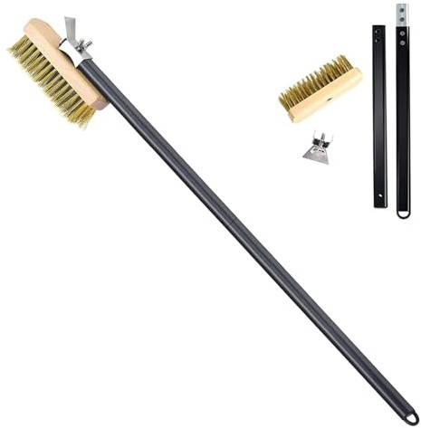 Outils de nettoyage de four à pizza Grattoir à brosse à four à pizza et brosse à four à pizza, brosse à pierre durable pour pizza - Brosse de nettoyage à manche