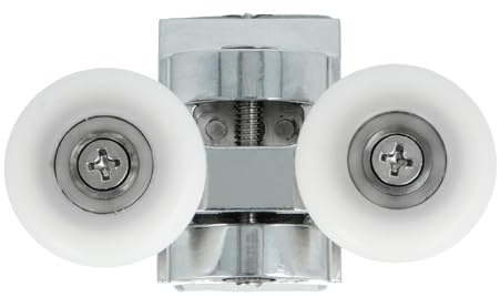 Amig - Roulement pour paroi de douche | Ø25 mm | Pour parois de 6 mm d'épaisseur | Pinces en zamak chromé | Roues en nylon | Glissement doux et durable