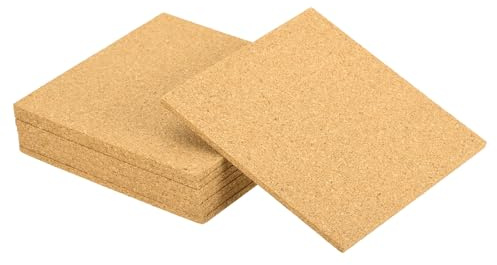 sourcing map 8 sottobicchieri in sughero per bevande, 100 mm, quadrati, assorbenti, riutilizzabili, per bicchieri da vino, tazze, fai da te (spessore 3 mm)