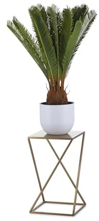 HowHomely Pflanzenständer Metall 24 x 40 cm - Stabiler und Fester Blumenhocker aus Metall - Gold Blumenständer im Loft-Stil für die Innendekoration