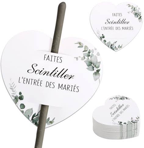 BOFUNX 100pcs Étiquettes de Cierges Magique pour Mariage en Forme de Coeur Cadeau Mariés Cartes de Mariage