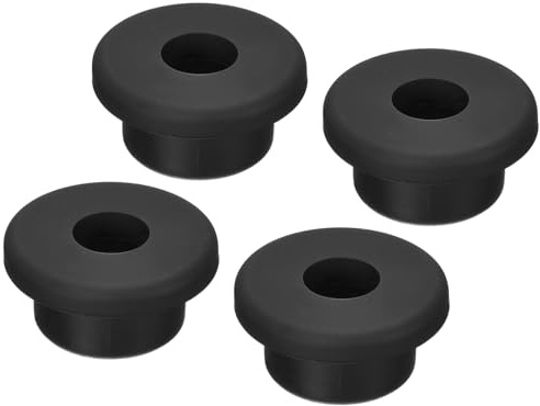 TA-VIGOR 4Pcs Round T Type Rubber Grommets 20mm Hole Plugs Seal Protection | Black Silicone Flexible Grommet Cables Protector for Organising and Protecting Cords, Panel