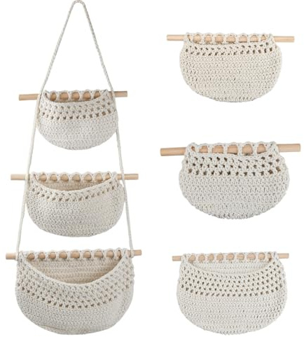 Dokeno Hängender Wandtasche Organizer, Wand Hängetasche Hängende Tasche Aufbewahrungstasche Hängeorganizer Tür Wand Hängender Organizer Wand Hängen Tasche für Kinderzimmer (Beige2)