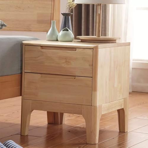 Table de chevet avec support de tiroir unique avec poignées encastrées – Meuble de chambre à coucher incurvé en noyer
