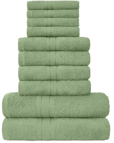 GC GAVENO CAVAILIA Set di asciugamani Family Bale, 10 pezzi, 100% cotone egiziano, 4 viso, 4 mani, 2 asciugamani da bagno, accessori da bagno altamente assorbenti di alta qualità, lavabili in