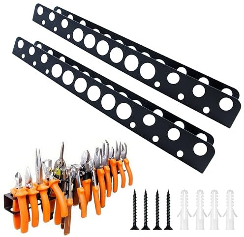 2 Stück Zangenhalter Wandhalterung Set,40 cm Wandhalterung Werkzeug,Werkzeug Wandhalter mit Schrauben und Expansionsrohr, Schraubendreher Halter,Zangen Wandregal,für Garage Werkstatt & Haushalt