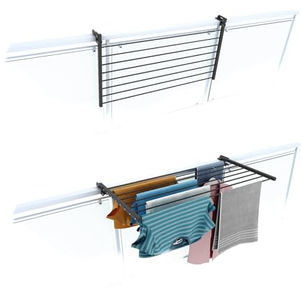foxydry Duo, stendibiancheria da ringhiera e balcone, richiudibile, 102 cm | in alluminio e acciaio inox, ribaltabile, antiruggine, salvaspazio, per esterno e terrazza, sostiene 15 kg, antracite