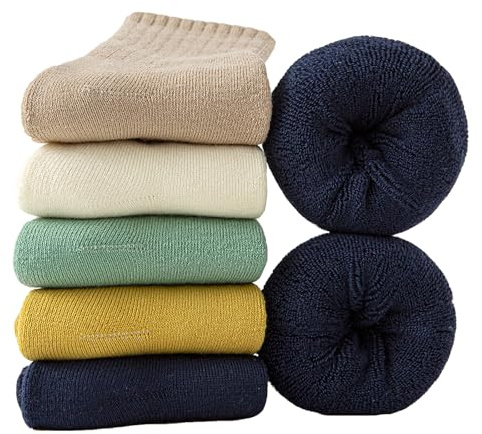 VoJoPi Women's Thermal Socks 5 Pairs Wool Winter Warm Hiking Socks, UK 4-8 | Thermal Socks for Women, Soft Thick Boot Crew Socks for Hiking Walking Work Everyday Wear & Outdoor Activities