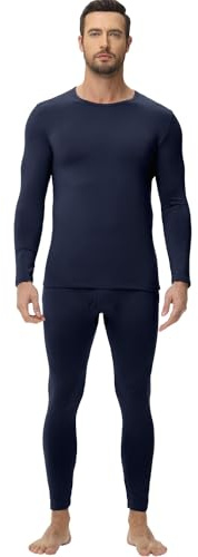 wirarpa Men's Thermal Underwear Set Long Johns Top & Bottom Navy L