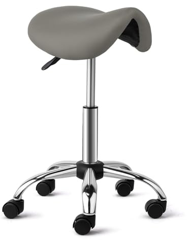 LEADZM Rollhocker Drehhocker Praxishocker Arbeitshocker Bürohocker Hocker 360° Drehbar mit höhenverstellbaren 5 Rollen (1, Sattelhocker 1)