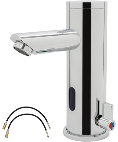 awolsrgiop Infrarot Sensor Wasserhahn Automatisch mit Infrarot Technologie, Berührungslose Armatur für Waschbecken im Bad, 15cm Erfassungsbereich, 32-131°F Temperatur, Chrom